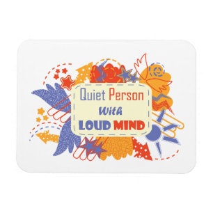 Ruhige Person mit lauter Gedanken blau gelb Magnet