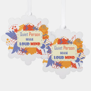 Ruhige Person mit lauter Gedanken blau gelb Ornament Karte