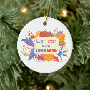 Ruhige Person mit lauterem Verstand blau gelb Keramik Ornament