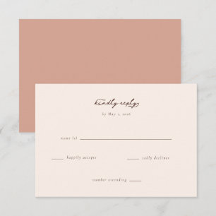 Ruhige Pfirsich-Minimalistische Kalligrafie RSVP Karte