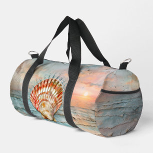 Ruhige Pfirsich- und Orangen-Muschel-Wasserfarbe Duffle Bag
