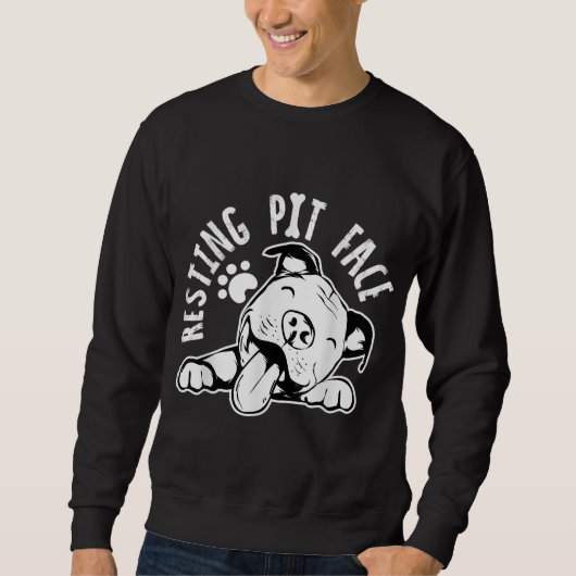 Ruhige Pit Face Funny Dog, Pitbull Meme Bekleidung Sweatshirt (Vorderseite)