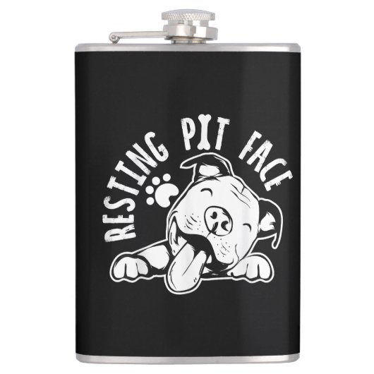 Ruhige Pit Face Funny Dog Pitbull Meme Flachmann (Vorderseite)