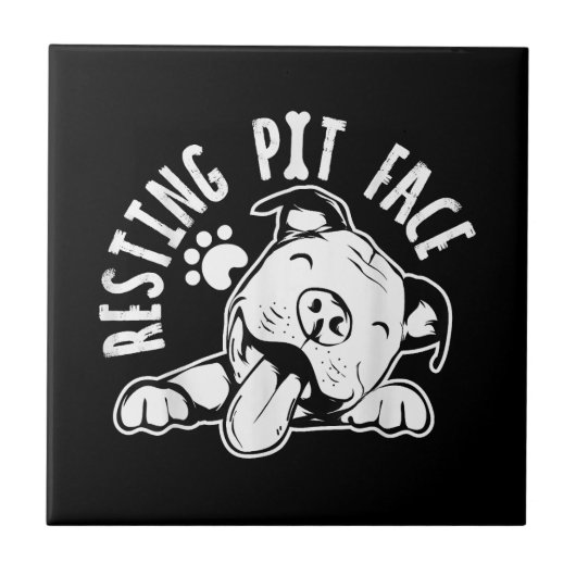Ruhige Pit Face Funny Dog Pitbull Meme Fliese (Vorderseite)