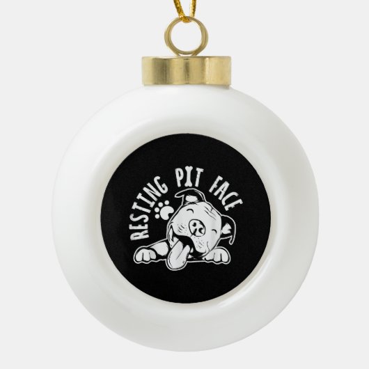 Ruhige Pit Face Funny Dog Pitbull Meme Keramik Kugel-Ornament (Vorderseite)
