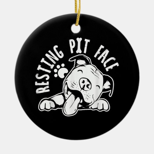 Ruhige Pit Face Funny Dog Pitbull Meme Keramik Ornament (Vorne)