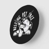 Ruhige Pit Face Funny Dog Pitbull Meme Runde Wanduhr (Winkel)