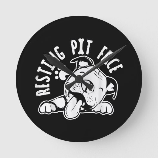 Ruhige Pit Face Funny Dog Pitbull Meme Runde Wanduhr (Vorderseite)
