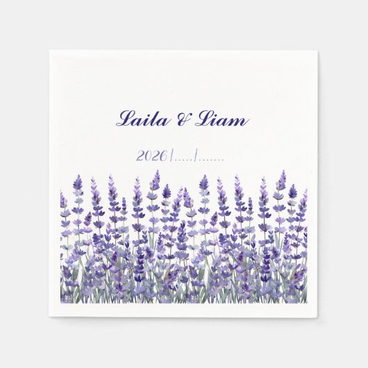 Ruhige Provence Lavendel Blumenhochzeit Serviette (Vorderseite)