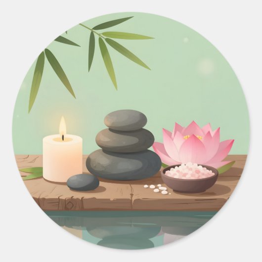 Ruhige Reflexion – Zen Landschaft Klassisch Rund Runder Aufkleber (Vorderseite)