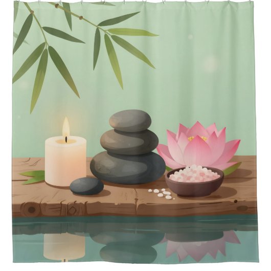 Ruhige Reflexion – Zen-Landschafts-Duschvorhang Duschvorhang (Vorderseite)