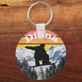 Ruhige Retro-Snowboard-Skipisten Name Schlüsselanhänger (Vorderseite)