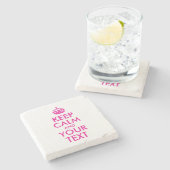 Ruhige, rosa Behalten Stille und Text Steinuntersetzer (Seitenansicht)