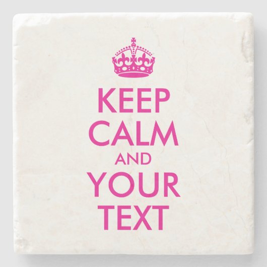 Ruhige, rosa Behalten Stille und Text Steinuntersetzer (Vorderseite)