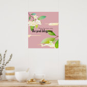 Ruhige rosa Blume Kunst mit bearbeitbarem Text Poster (Küche)