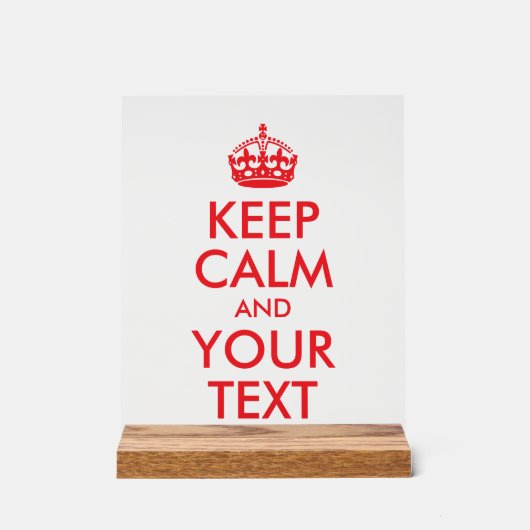 Ruhige rote Behalt und Text Acrylschild (Vorderseite)