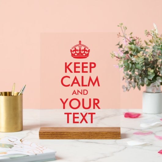 Ruhige rote Behalt und Text Acrylschild (Hochzeit)