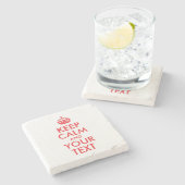 Ruhige rote Behalt und Text Steinuntersetzer (Seitenansicht)