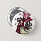 Ruhige Ruby Gothic Rote Fee und Drache Button (Vorne & Hinten)