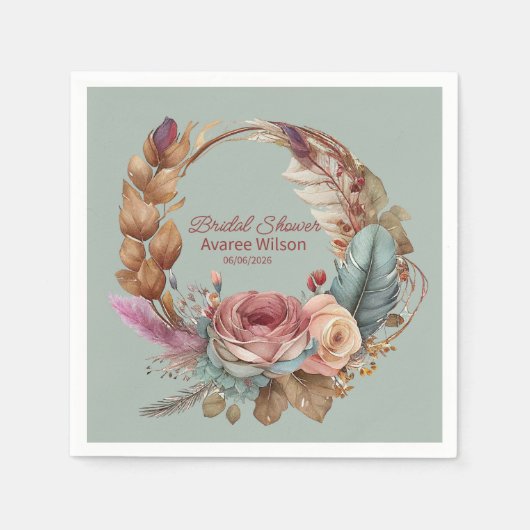 Ruhige Sage Grüne Feder Türkis Rosa Dusche Serviette (Vorderseite)