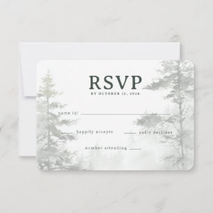 Ruhige Salbei-Aquarell-Tannenbäume RSVP Karte