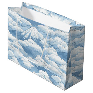 Ruhige Schneebedeckte Berge Wasserfarbe Blau Weiße Große Geschenktüte