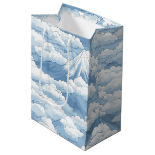 Ruhige Schneebedeckte Berge Wasserfarbe Blau Weiße Mittlere Geschenktüte