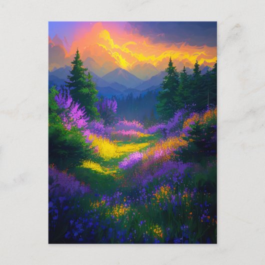 Ruhige Schönheit des farbenfrohen Tals am Abend Postkarte (Vorderseite)