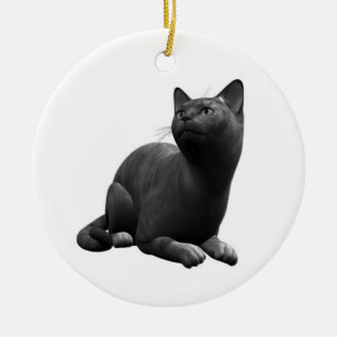 Ruhige schwarze Katzen-Verzierung Keramikornament