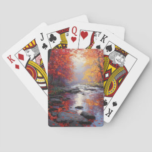 Ruhige See-Sonnenuntergangs-Kanufarbspielkarten Spielkarten