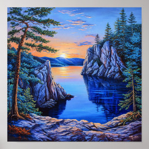 Ruhige Seenlandschaft Schöne landschaftliche Wasse Poster