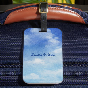 Ruhige Sky Dreams Watercolor Blau & Weiß Gepäckanhänger