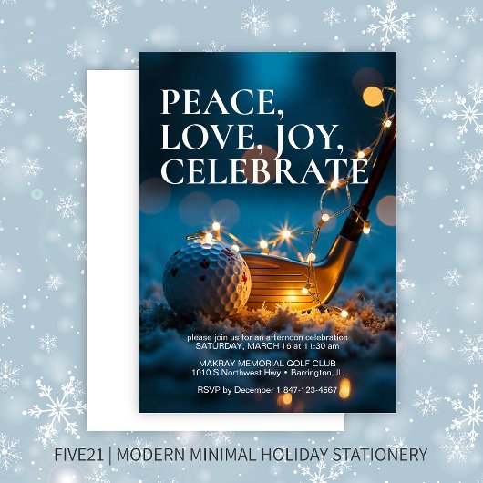 Ruhige Snowy Night Golf Weihnachtsfeier Einladung