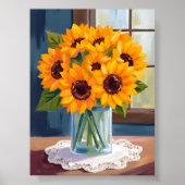 Ruhige Sonnenblumen | Gelbe Blumenaquarell Poster (Vorne)