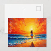 Ruhige Strandpromenade Sonnenuntergang Postkarte (Vorne/Hinten)