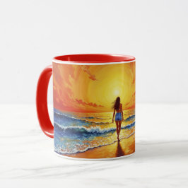 Ruhige Strandpromenade Sonnenuntergang Tasse