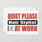 Ruhige Stylistin am Arbeitsplatz Postkarte (Vorne/Hinten)