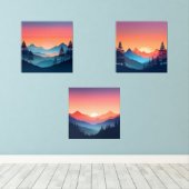 Ruhige Sunset Mountain Set von 3 (Holzboden)