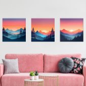 Ruhige Sunset Mountain Set von 3 (Wohnzimmer)