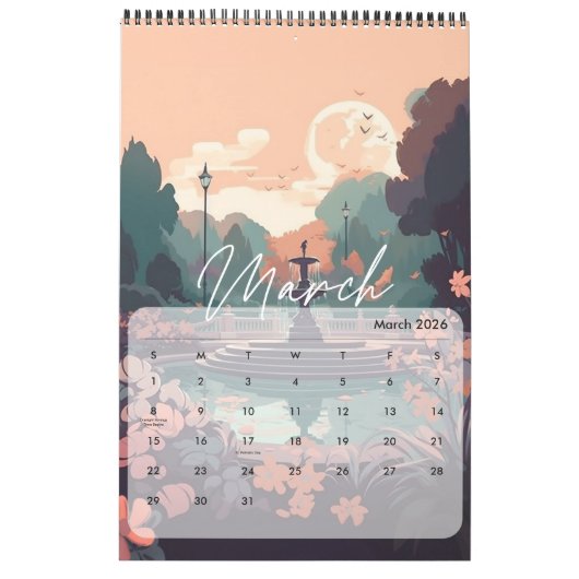 Ruhige Szenen 2025 Kalender (Mär 2026)