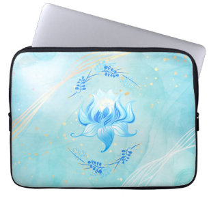Ruhige Teal-Lotos – Strahlende botanische Blüte Laptopschutzhülle