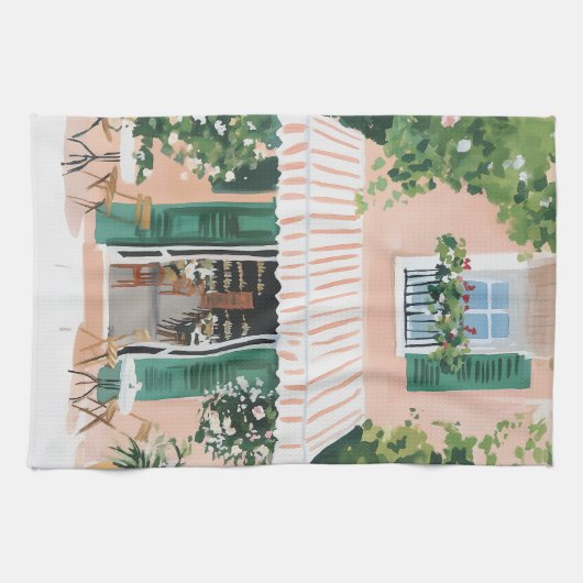 Ruhige Terrasse in Rom Geschirrtuch (Horizontal)