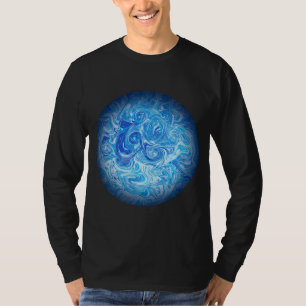 Ruhige Tide Fluid Art Langarm T-Shirt