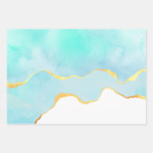 Ruhige tropische grüne Wasserfarben Goldgrenze Geschenkpapier Set (Vorderseite)