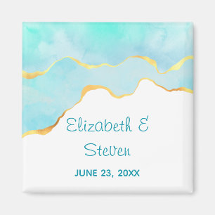 Ruhige tropische Hochzeit mit goldenem Rand Magnet