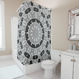 Ruhige und fett schwarz-weiß geometrische Mandala Duschvorhang