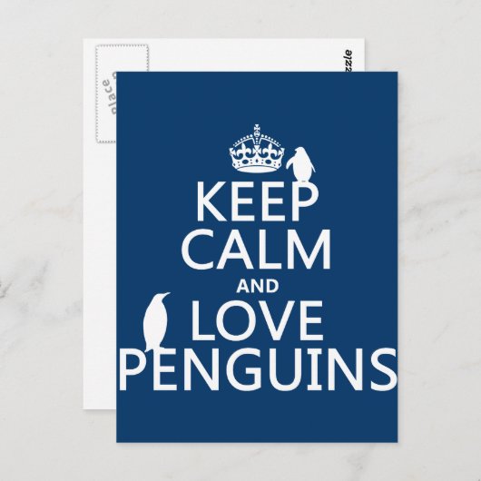 Ruhige und Liebe-Pinguine behalten (in beliebiger  Postkarte (Vorne/Hinten)