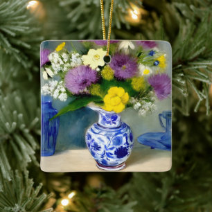 Ruhige Vase der Blume drucken Keramikornament