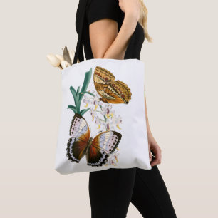 Ruhige Vintage-Schmetterlinge und florale Kunst Tasche