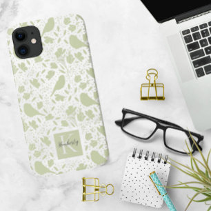 Ruhige Vögel & Blumen monogrammiert Case-Mate iPhone Hülle